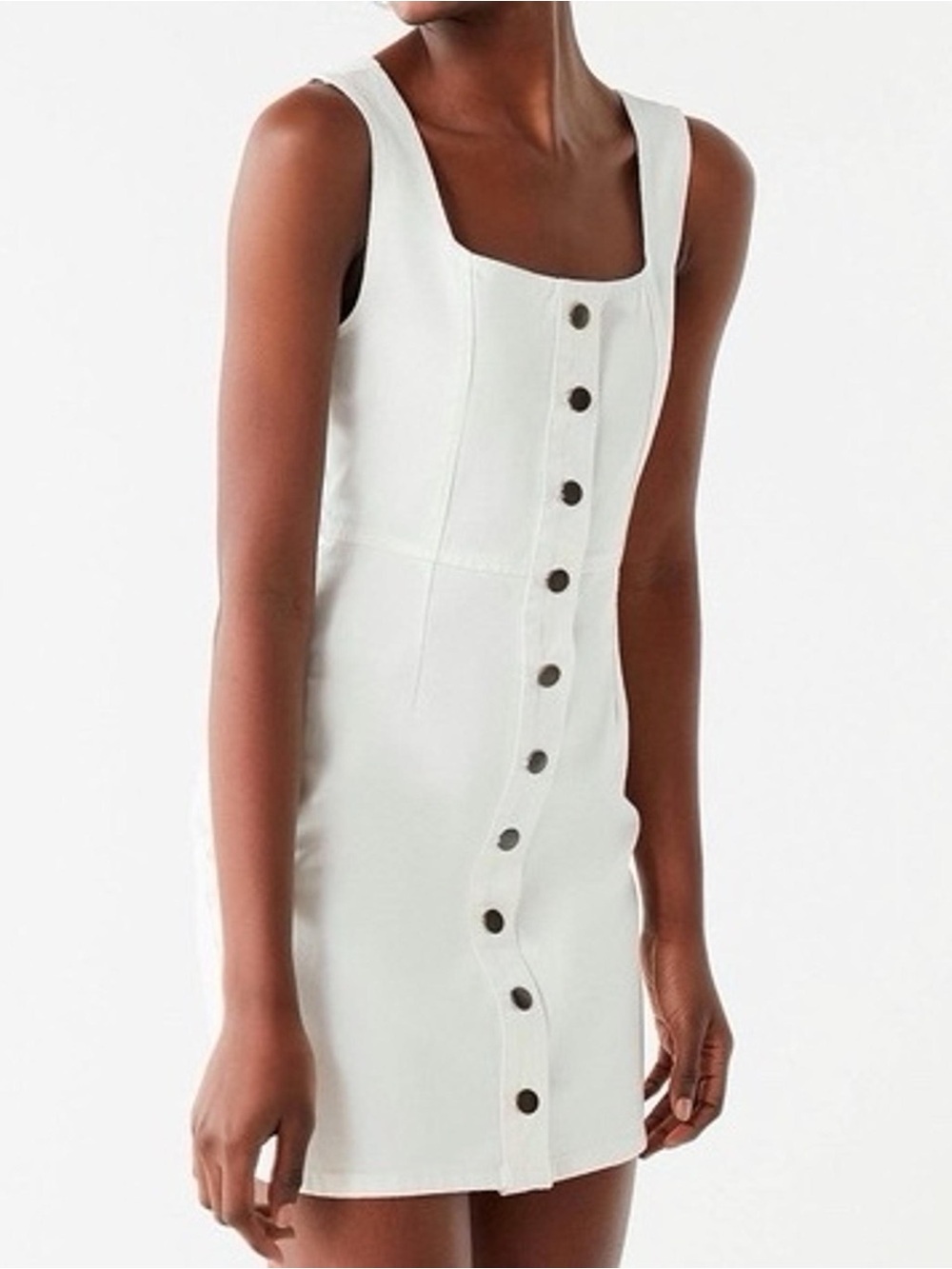 Urban Outfitters Button-Front White Mini Dress with Square Neck